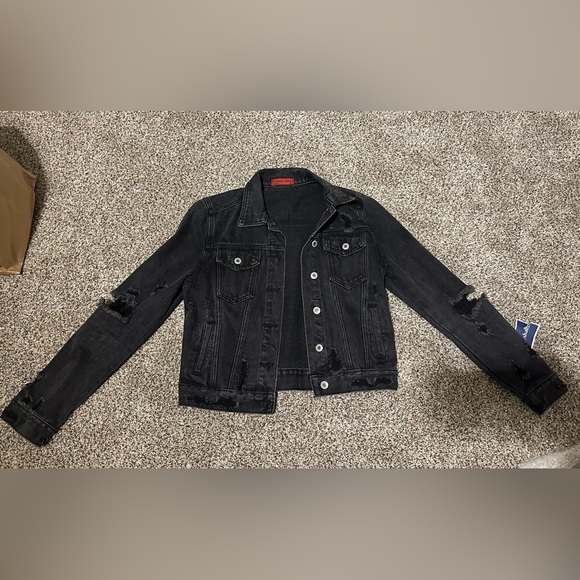 Signature8 distressed black jean jacket - Picture 1 of 7